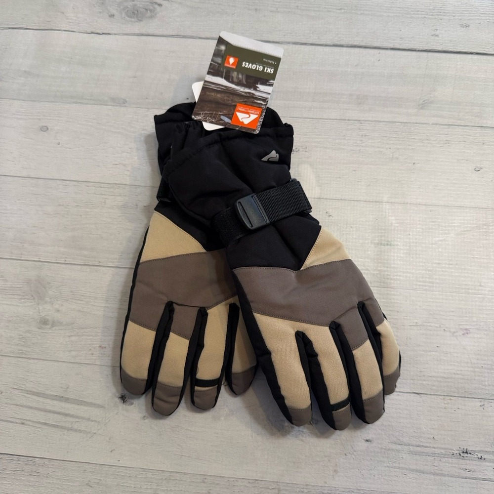 Ozark‎ Trail youth winter ski gloves black beige grey L/XL NEW